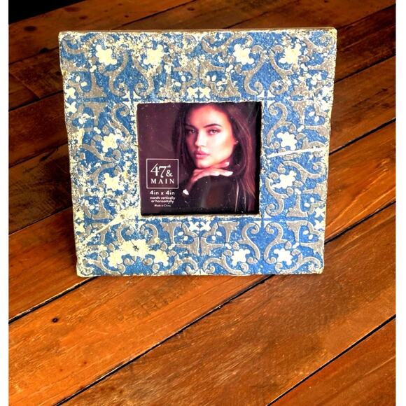 Distressed Painted Cement Handcrafted look Photo Frame Picture Holder 4x4 photo - Picture 7 of 7